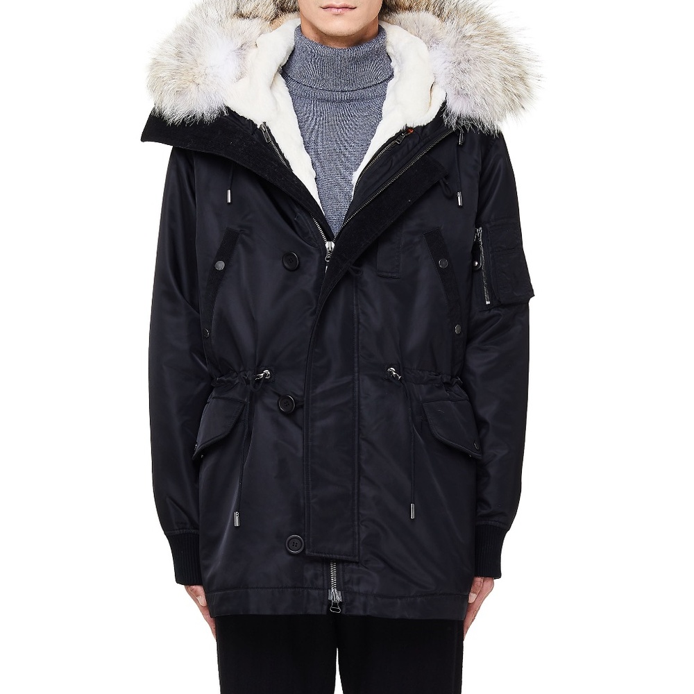 YVES SALOMON ARMY MEN RABBIT FUR LINED PARKA
